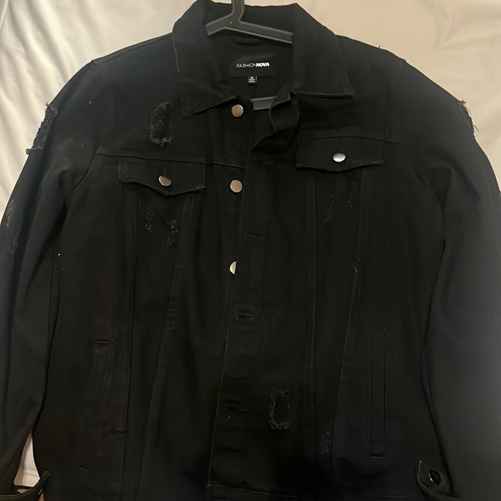 Fashion Nova Black Jean Lion Jacket